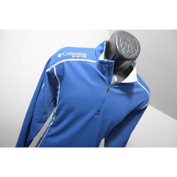 Columbia PFG Golf 1/4 Zip Jacket Athletic Long Sleeve Blue Mens Size Medium - Picture 1 of 9